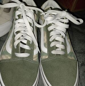 Camouflage Green and White Sneakers